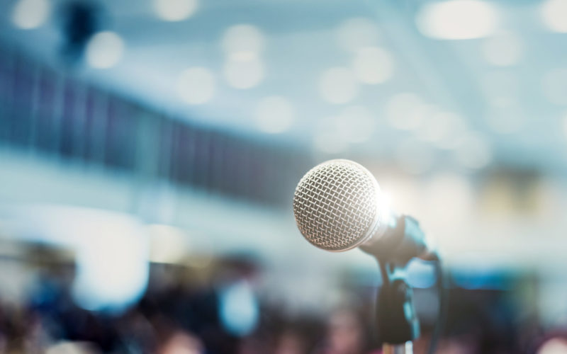 Microphone in concert hall or conference room